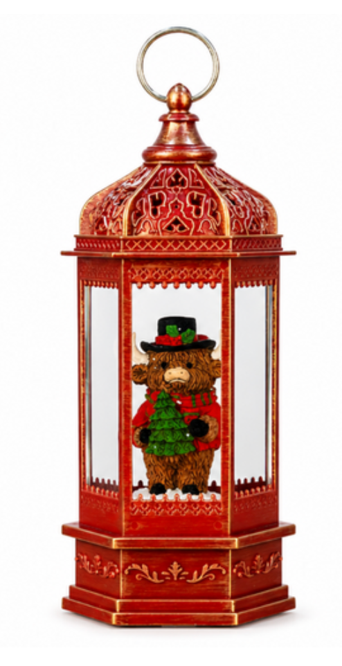 Christmas Snow Lantern Highland Cow Tree
