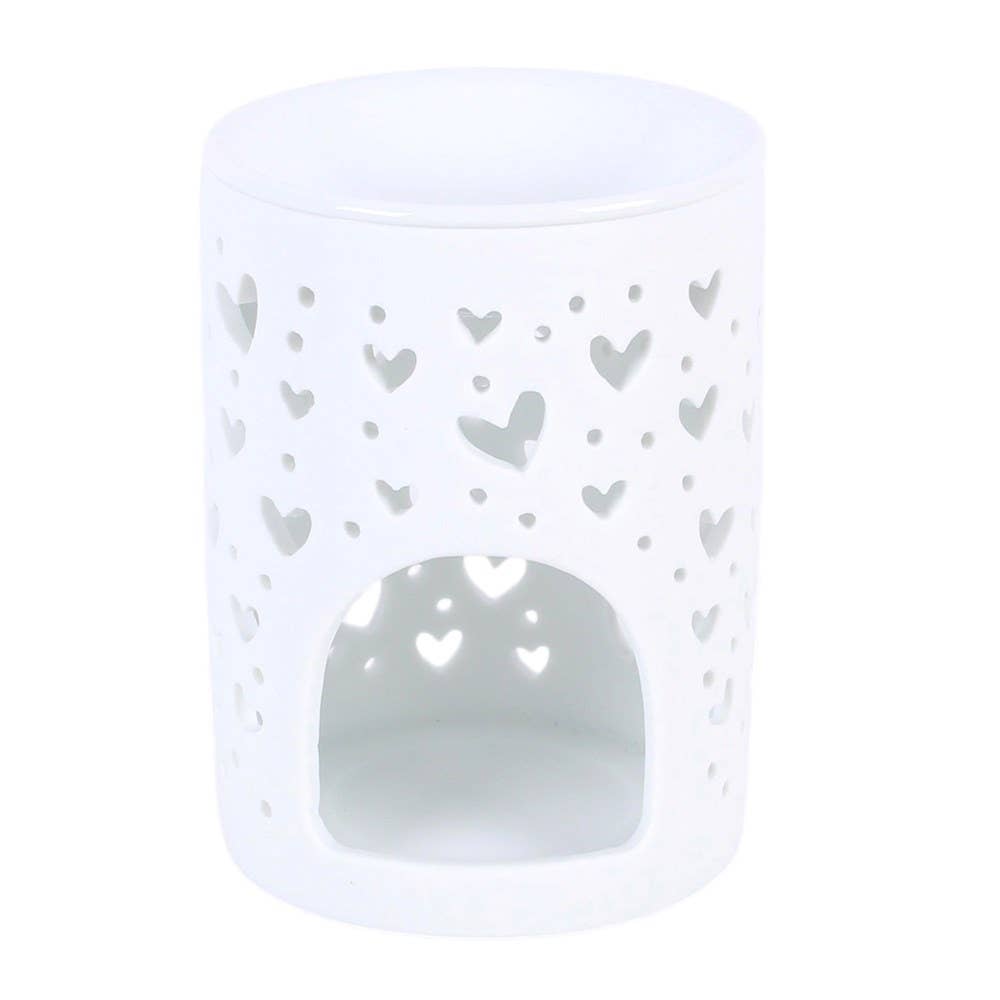 White Heart Cut Out Oil Burner and Wax Warmer