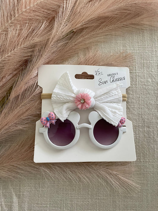 Baby Sunglasses W White & Pink Bow