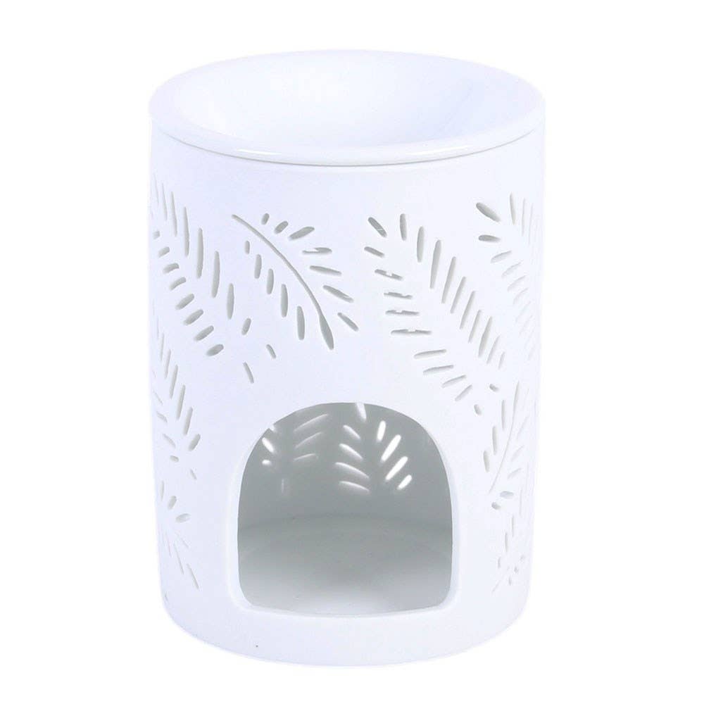 White Leafy Fern Cut Out Oil Burner
